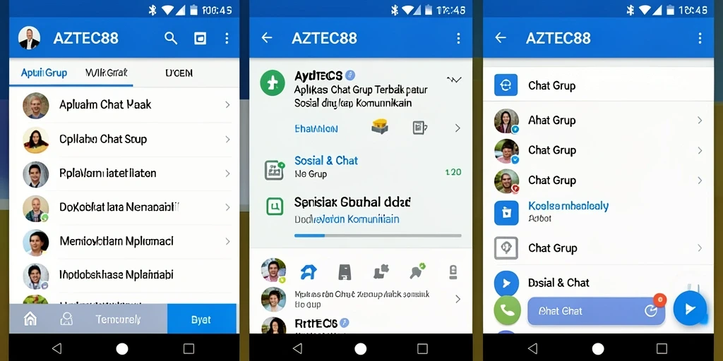 Tampilan antarmuka AZTEC88 dengan fitur Grup Chat yang menarik.