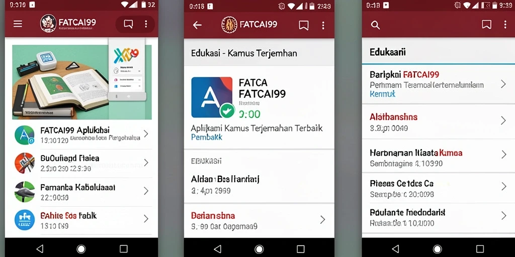 Tampilan antarmuka utama aplikasi Kamus Terjemahan FATCAI99 yang menarik dan ramah pengguna.