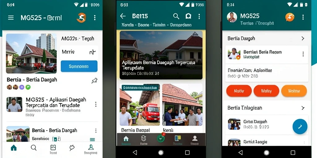 Antarmuka pengguna MG525 yang menampilkan berita daerah terkini.