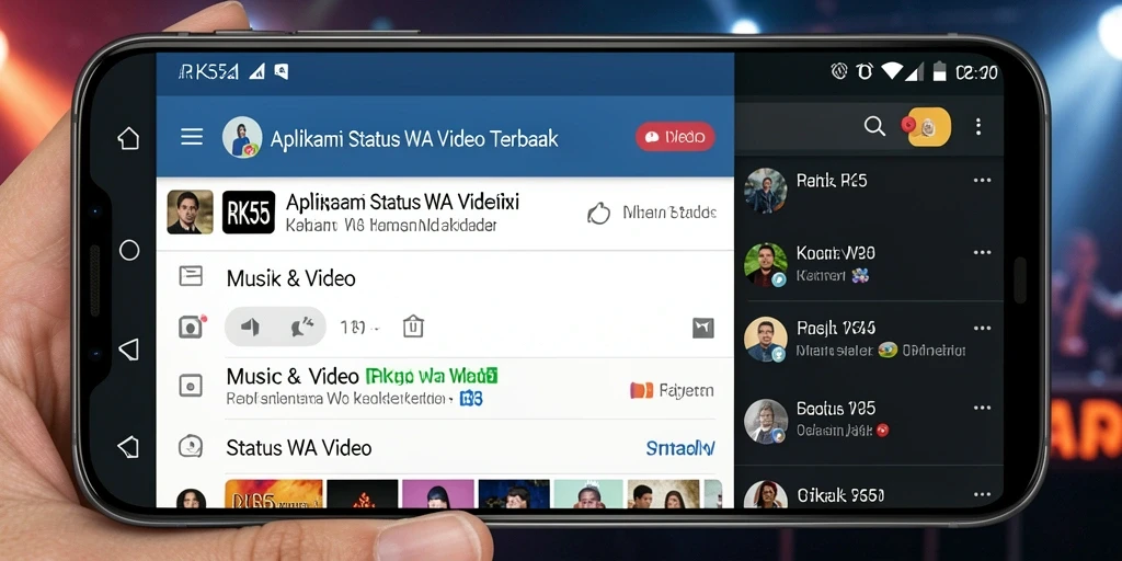 Antarmuka RK55 dengan berbagai pilihan efek untuk Status WA Video.