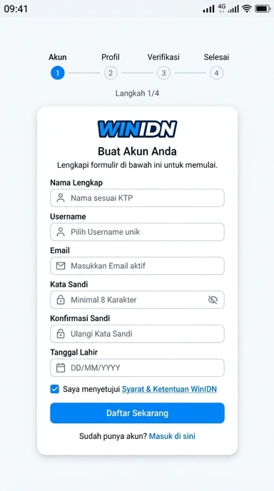 Cara Mendaftar Akun Baru di winidn untuk Android